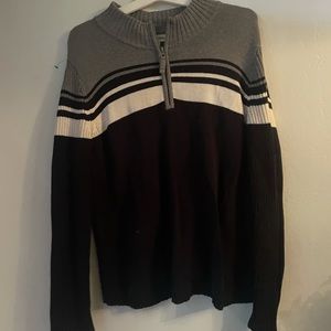 multicolored zip up sweater